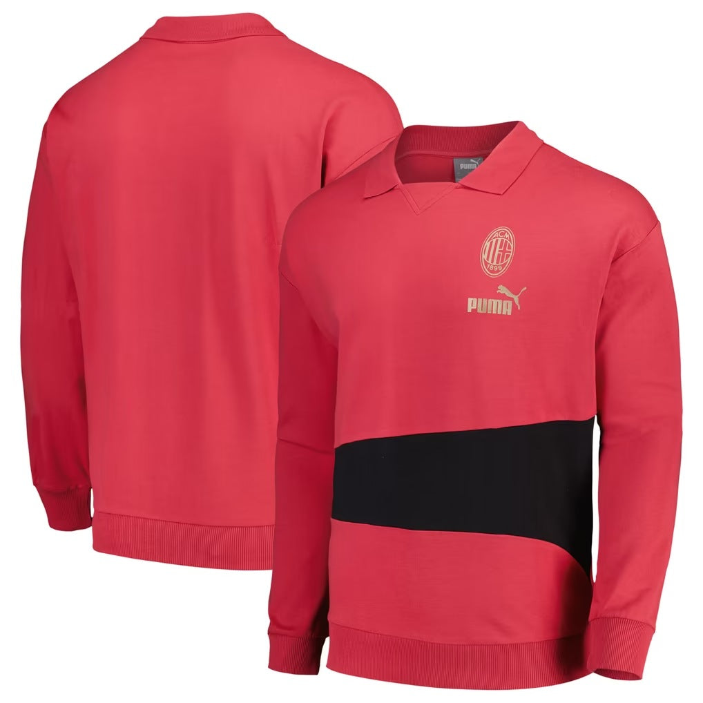 AC Milan PUMA ftblCulture+ Drill Sweat Top - Red