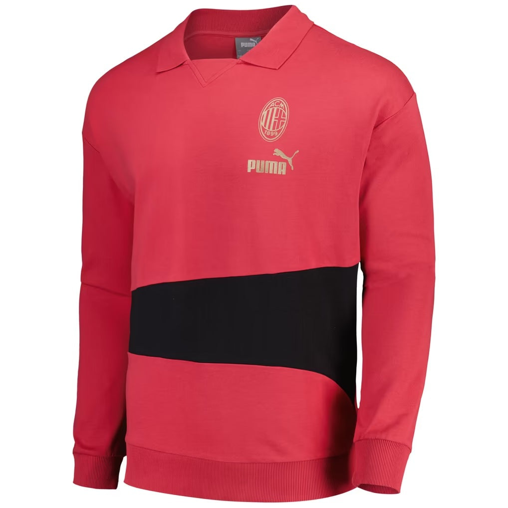 AC Milan PUMA ftblCulture+ Drill Sweat Top - Red